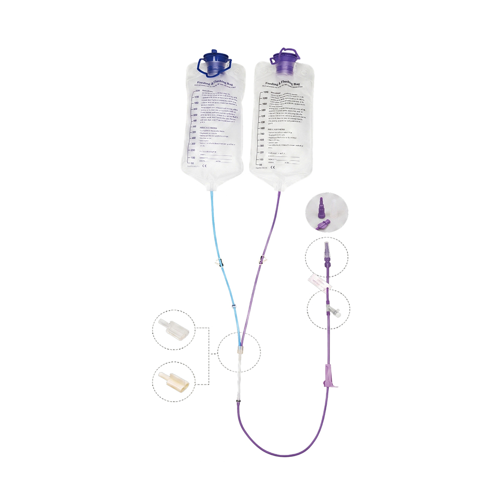 Sistem Penyuapan Tiub Dwi-Beg Suapan Pam 1000ml/1200ml dengan Pilihan Spike & Skru