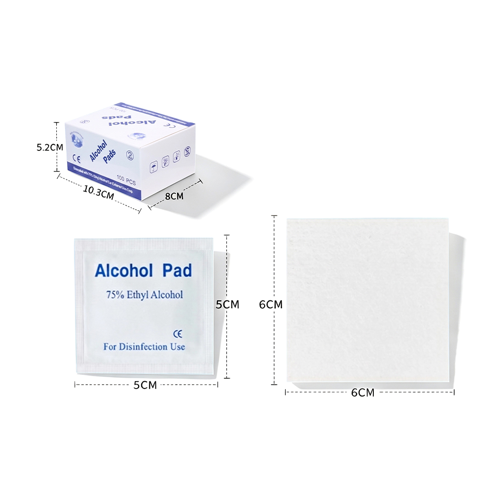 100 Pad/Kotak Besar 75% 6x6cm CE Diperakui Gred Perubatan Pad Persediaan Alkohol Antiseptik Dibalut Secara Individu