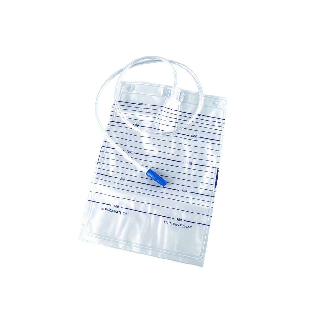 1000ml/1500ml/2000ml Pilihan Steril Gred Perubatan Beg Urin PVC Tidak Toksik tanpa Injap