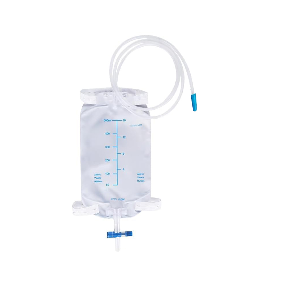 500ml Beg Kaki Kencing PVC Mudah Alih & Bijaksana Bebas Lateks Perubatan dengan Injap Anti-Refluks